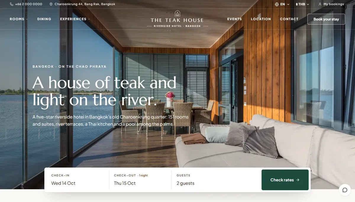 The Teak House, a five-star riverside hotel